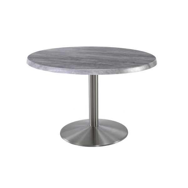 Holland Bar Stool Co 30" Tall OD214 Stainless Steel Table Base 22" Diameter 36" Diameter Greystone Top OD214-2230SSOD36RGryStn - main